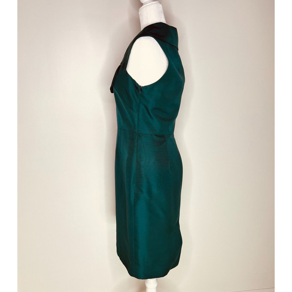 Lela Rose Emerald Green Silk Sheath Dress Size 6 - Picture 3 of 11